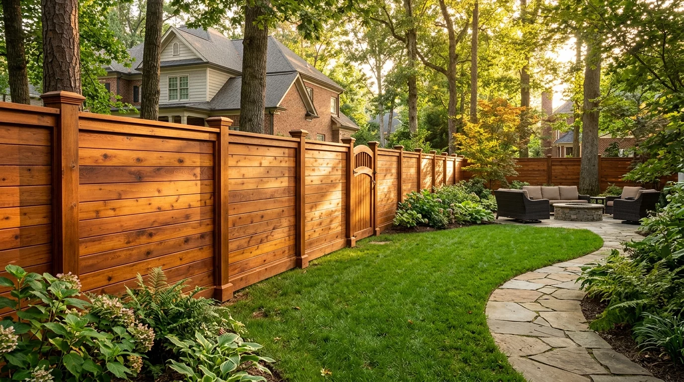 Modern Horizontal Wood Fence Charlotte